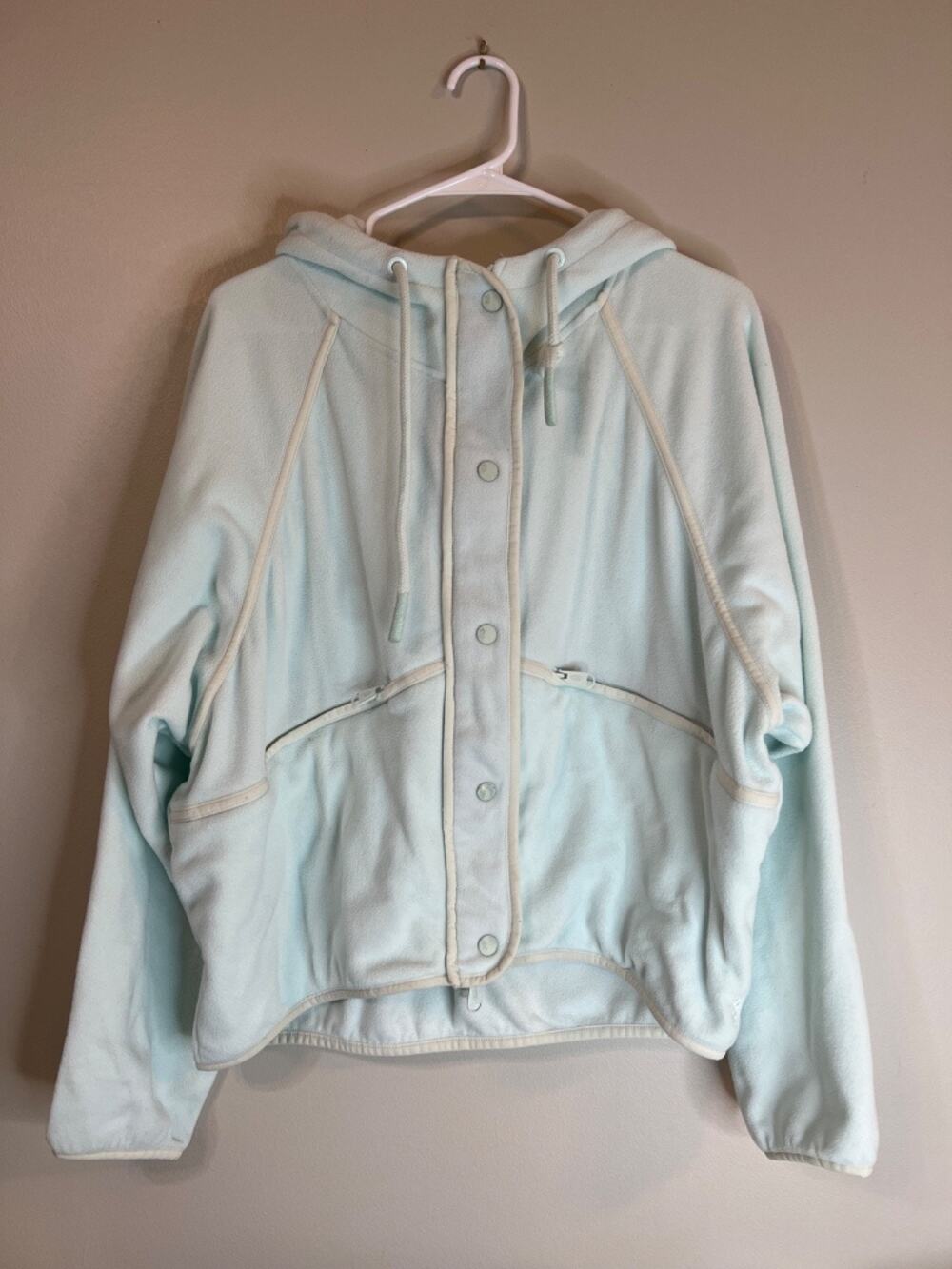 Free People Movement Dream Team Medium Aqua Blue Fleece Hoodie M